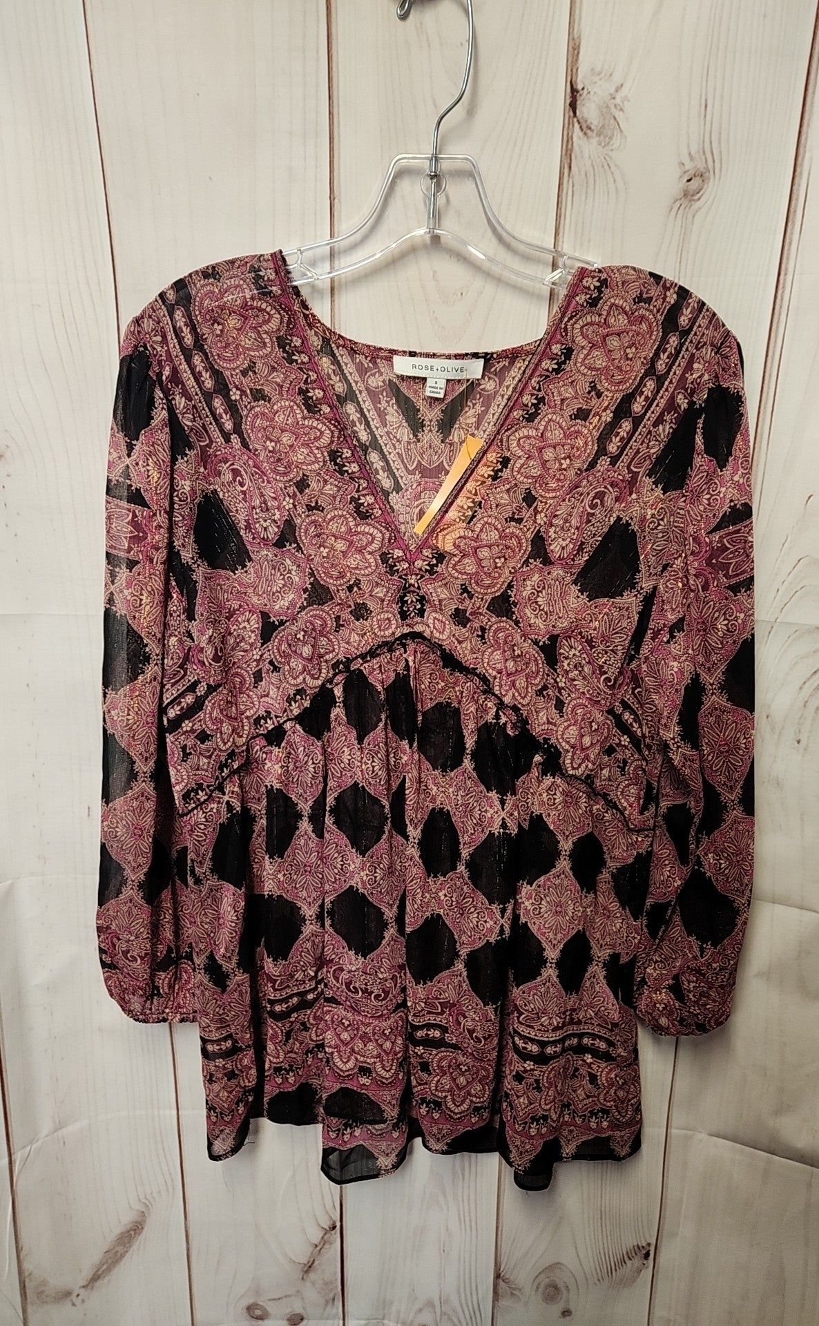 Rose & Olive Women's Size S Pink Long Sleeve Top