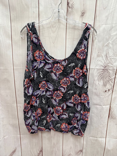 Simply Styled Women's Size XL Black & Purple Floral Sleeveless Top