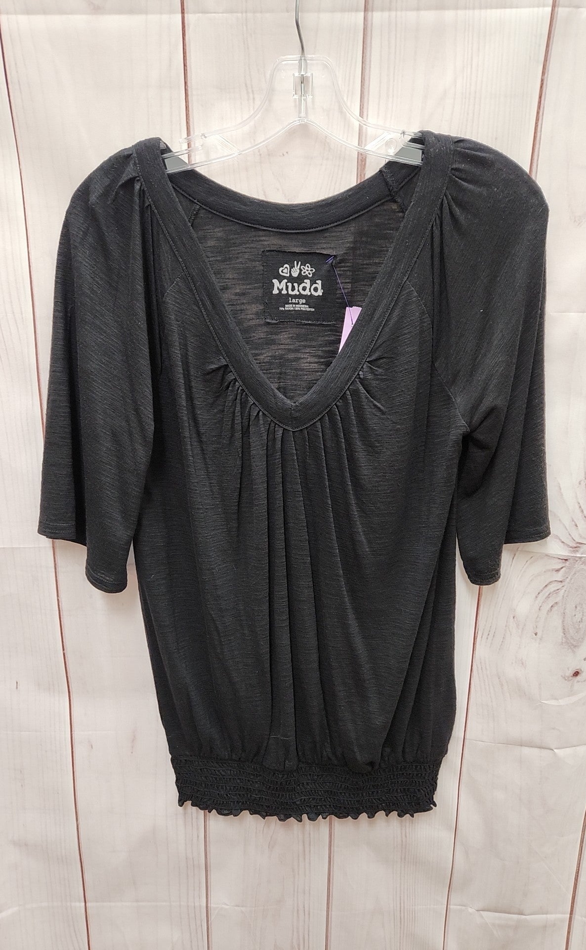 Mudd Women's Size L Black Short Sleeve Top