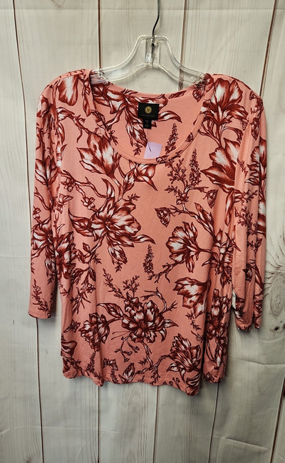 NWT JM Collection Women's Size XL Petite Pink Floral 3/4 Sleeve Top