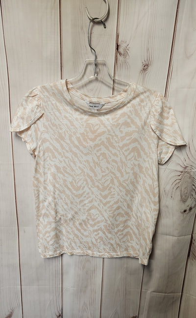 Nine West Women's Size S Peach Animal Print Short Sleeve Top