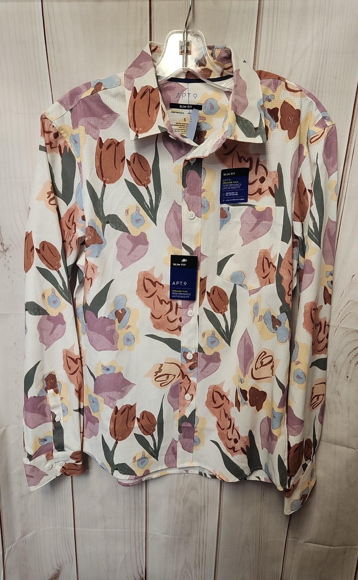 Apt 9 Men's Size S White Floral Shirt NWT