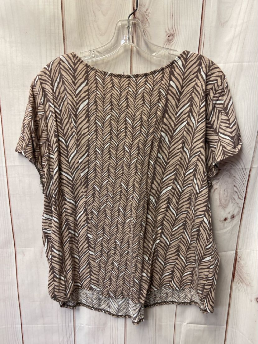 St Johns Bay Women's Size 2X Brown Short Sleeve Top