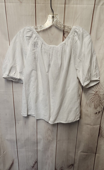 Loft Women's Size M White Short Sleeve Top