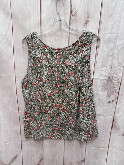 Time and Tru Women's Size XL Green & Pink Floral Sleeveless Top