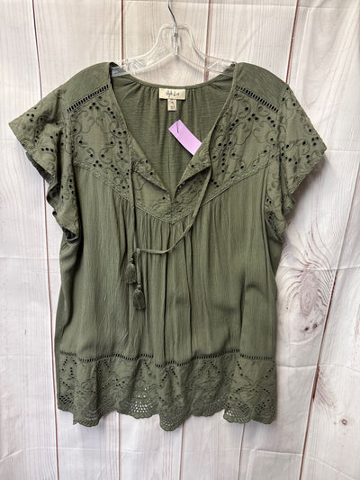 Style & Co Women's Size 2X Olive Green Short Sleeve Top