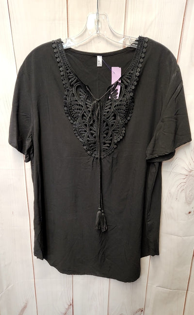 Ekouaer Women's Size L Black Short Sleeve Top