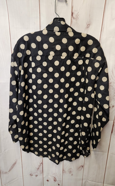 NWT J Crew Women's Size S Black Polka Dot Long Sleeve Top