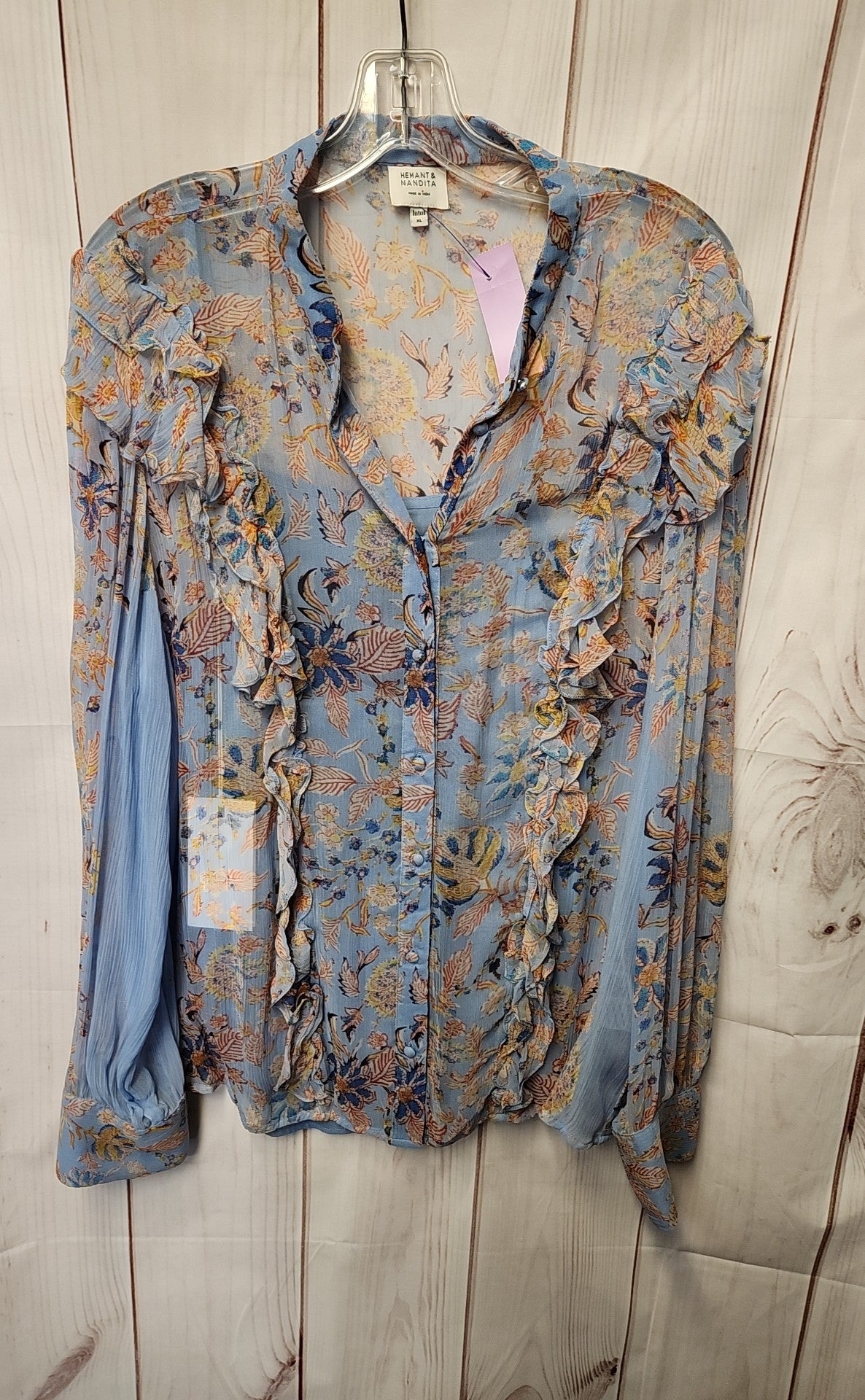 NWT Hemant & Nandita Women's Size XL Blue Shirt Set