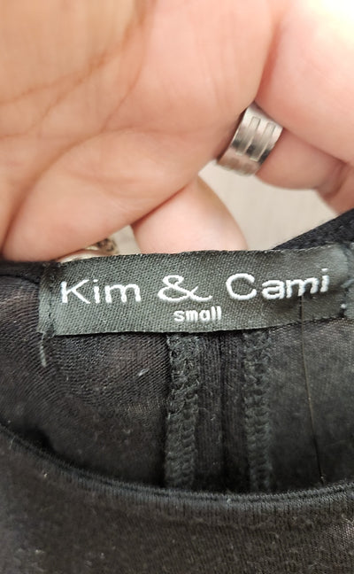 Kim & cami Women's Size S Black 3/4 Sleeve Top