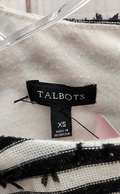 Talbots Women's Size XS White & Black Short Sleeve Top